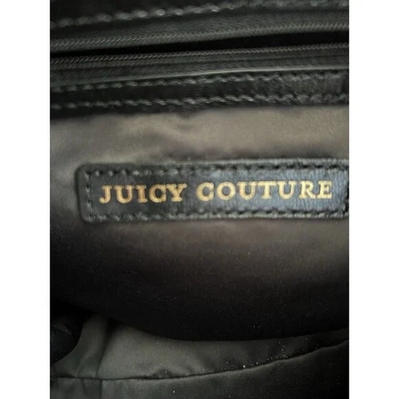Juicy Couture Black Leather Shoulder Satchel Purse & Wristlet - Picture 10 of 16